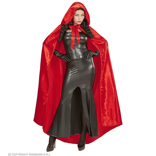 Satijnen Cape Met Kap Rood 4 Satijnen Cape Met Kap Rood - Afbeelding 2