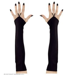 Vingerloze Handschoenen Satijn, Zwart