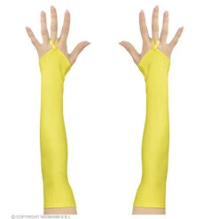 Vingerloze Handschoenen Satijn, Neon Geel