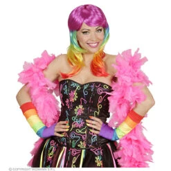 Vingerloze Handschoenen Satijn, Regenboog Kleuren -Kostuums Met Halloween-Thema 00597 d