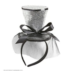 Zilveren Mini Hoge Hoed Met Sluier