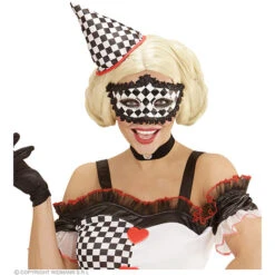 Pierrot Masker Geblokt -Kostuums Met Halloween-Thema 00856 b