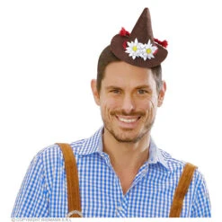 Mini Bayern Hoed Met Edelweiss, Bruin -Kostuums Met Halloween-Thema 01122 d