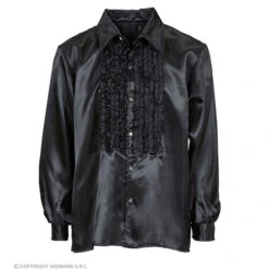 Rouchen Blouse Satijn, Zwart