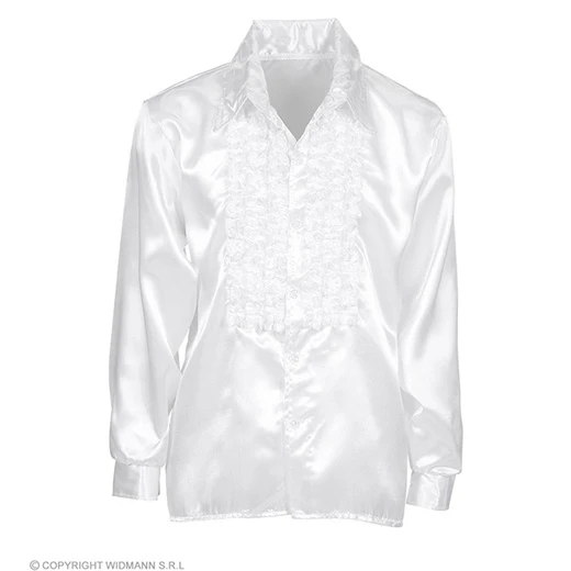 Rouchen Blouse Satijn, Wit 3 Rouchen Blouse Satijn, Wit