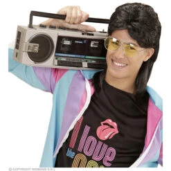 Pruik, Mullet Met Bril Zwart 5 Pruik, Mullet Met Bril Zwart -Kostuums Met Halloween-Thema 01853 b