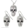 Ketting Zilver Met Schedels + Oorringen -Kostuums Met Halloween-Thema 03512 a