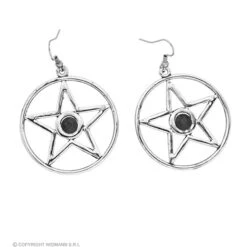Satanische Oorringen Met Zwarte Steen