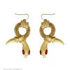 Oorbellen Slang Van Goud Met Rode Steen Ogen -Kostuums Met Halloween-Thema 03573 a