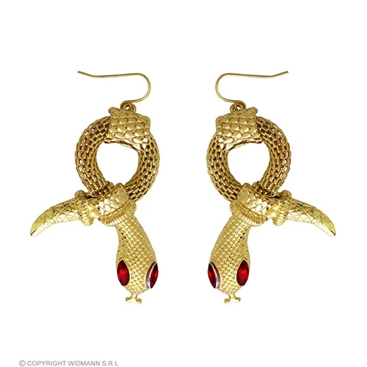 Oorbellen Slang Van Goud Met Rode Steen Ogen 3 Oorbellen Slang Van Goud Met Rode Steen Ogen