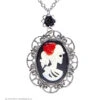 Ketting Met Zwarte Roos En Cameo Schedel -Kostuums Met Halloween-Thema 03587 a