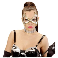 Oogmasker Zilver S&m Met Nagels -Kostuums Met Halloween-Thema 03624 b