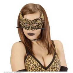 Oogmasker Fluweel Luipaard Met Gouden Glitters -Kostuums Met Halloween-Thema 03636 b