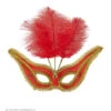 Oogmasker Rood Met Goud En Veren -Kostuums Met Halloween-Thema 03657 a