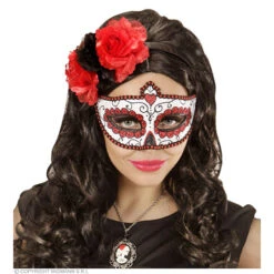 Oogmasker Dia De Los Muertos Zwart & Rood -Kostuums Met Halloween-Thema 03851 b