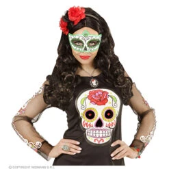 Oogmasker Dia De Los Muertos Zwart & Groen -Kostuums Met Halloween-Thema 03852 d