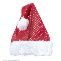 Kerstmanmuts Glitter, Rood
