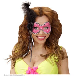 Oogmasker Brazilie Met Veren, Neon Rose -Kostuums Met Halloween-Thema 03861 b