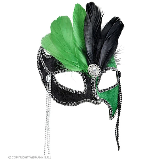 Oogmasker Grand Ball, Zwart/groen 3 Oogmasker Grand Ball, Zwart/groen
