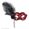 Oogmasker Venetie Rood Met Veren -Kostuums Met Halloween-Thema 03888 a