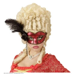 Oogmasker Venetie Rood Met Veren -Kostuums Met Halloween-Thema 03888 b