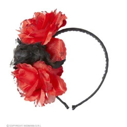 Hoofdband Rood/zwarte Roos Met Glitter