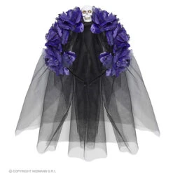 Hoofdband Paarse Roos Met Schedel En Sluier