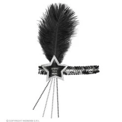 Glitter Hoofdbandje Zwart/zilver Happy New Year Ster