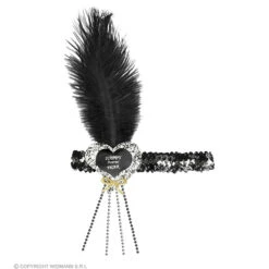 Glitter Hoofdbandje Zwart/zilver Happy New Year Hartje