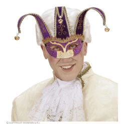 Oogmasker, Joker Met Decoratie Glitters, Paars -Kostuums Met Halloween-Thema 04711 b