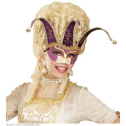 Oogmasker, Joker Met Decoratie Glitters, Paars -Kostuums Met Halloween-Thema 04711 d