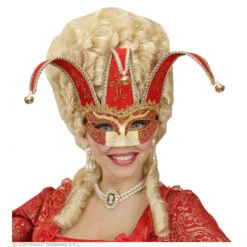 Oogmasker, Joker Met Decoratie Glitters, Rood -Kostuums Met Halloween-Thema 04712 b