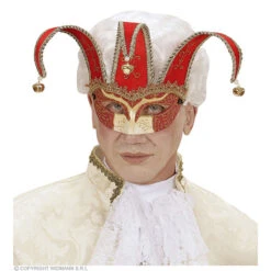 Oogmasker, Joker Met Decoratie Glitters, Rood -Kostuums Met Halloween-Thema 04712 d