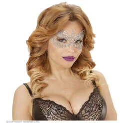 Oogmasker, Kant Metalic Ivoor 6 Oogmasker, Kant Metalic Ivoor -Kostuums Met Halloween-Thema 04752 b