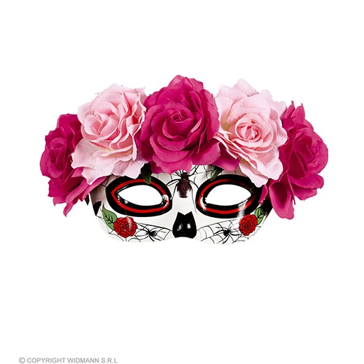 Oogmasker Dia De Los Muertos Met Rode/rose Rozen 3 Oogmasker Dia De Los Muertos Met Rode/rose Rozen