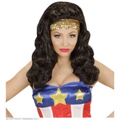 Pruik, Super Hero Meisje Met Hoofdband Pailletten 5 Pruik, Super Hero Meisje Met Hoofdband Pailletten -Kostuums Met Halloween-Thema 04944 b