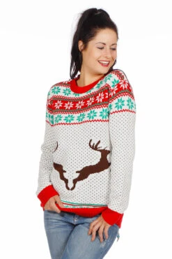 Kersttrui Wit Met Rendieren (netto)
