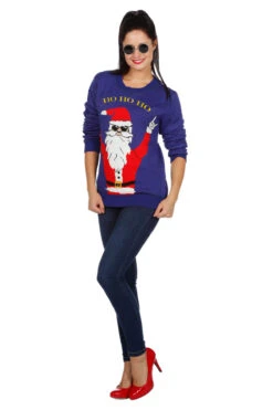 Kersttrui Blauw "Rocking Santa" (netto)