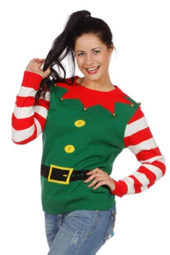 Kersttrui Groen Kerstelf (netto) -Kostuums Met Halloween-Thema 11295 7823 XX 11