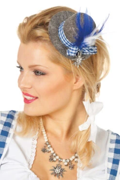 Tirolerhoed Grijs Mini Met Geruite Band