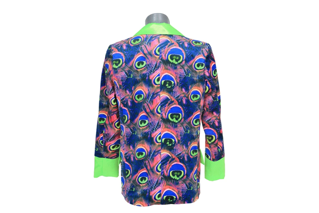 Carnavalsjas Heren Luxe Pauwen Print 4 Carnavalsjas Heren Luxe Pauwen Print - Afbeelding 2