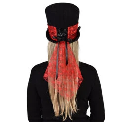 Hoge Hoed Zwart Met Rood -Kostuums Met Halloween-Thema 220300.7 2