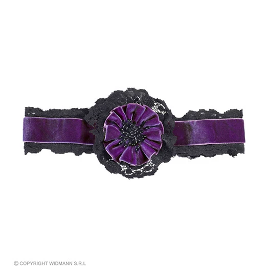 Nekband Fluweel Paars Met Bloem 3 Nekband Fluweel Paars Met Bloem