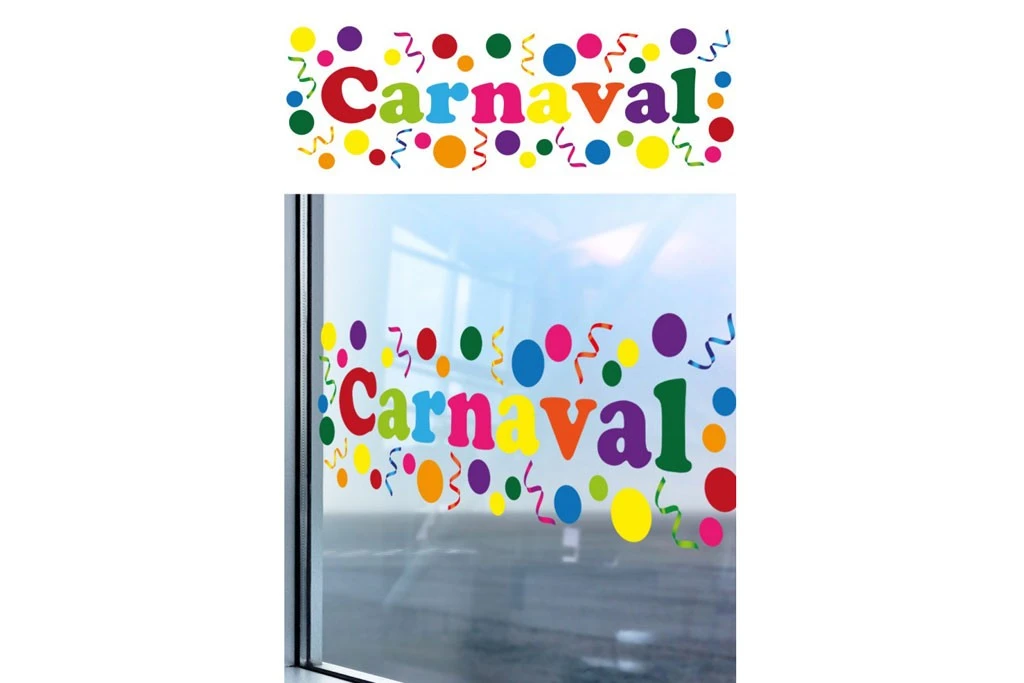 Raamsticker Carnaval 75x25 Cm. 3 Raamsticker Carnaval 75x25 Cm.
