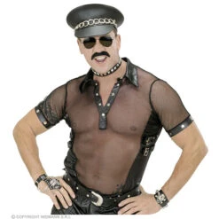 Net T-shirt Zwart Man, Lederlook -Kostuums Met Halloween-Thema 88821 b