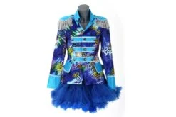 Carnavalsjasje Luxe Blauw Met Panterprint Kort