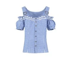 Blouse Oktoberfest Met Schouderbandjes Blauw-wit -Kostuums Met Halloween-Thema h 2631 vorne