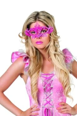 Venetiaans Masker Metaal Pink-rose