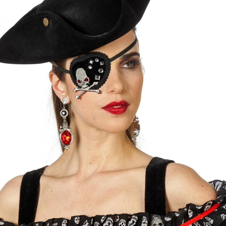 Ooglapje Doodskop Zwart Met Steentjes 3 Ooglapje Doodskop Zwart Met Steentjes