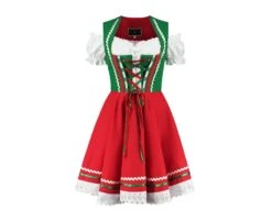 Dirndl Jurkje 2-delig Groen-rood -Kostuums Met Halloween-Thema t 2111 vorne